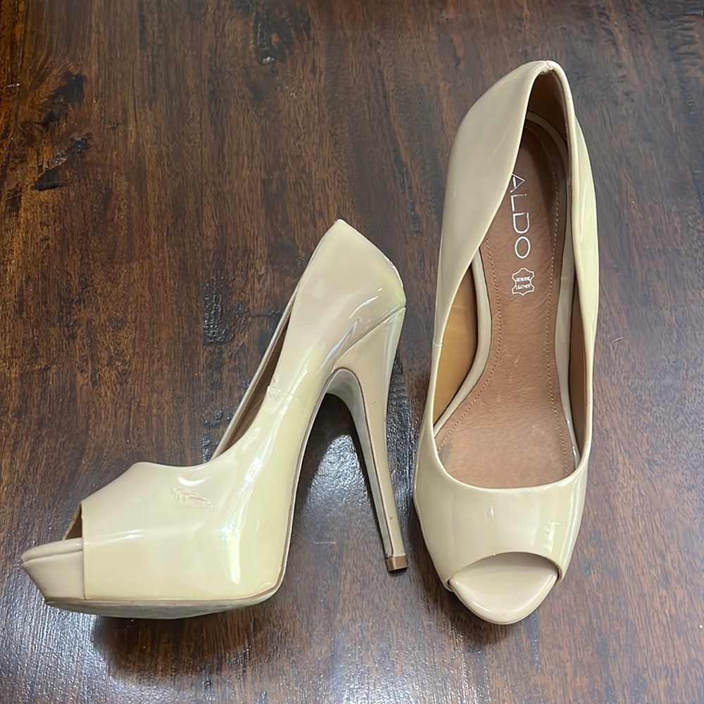 Aldo tan platform heels